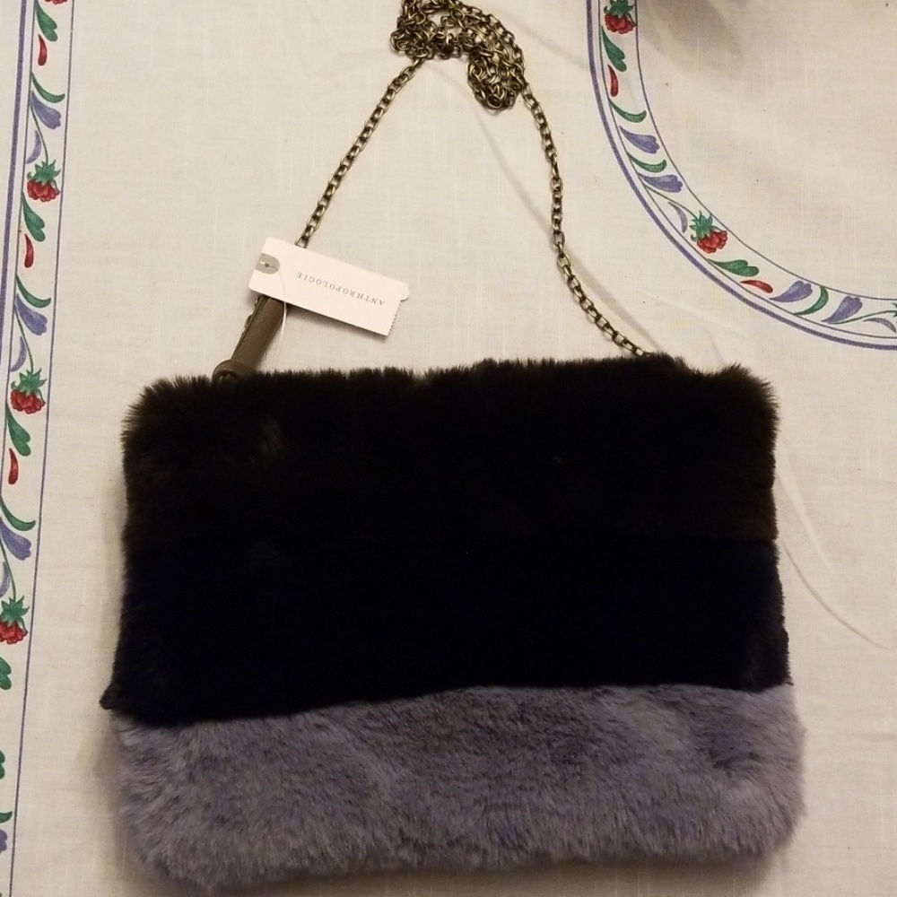 Anthropologie Faux Fur Marin Purse